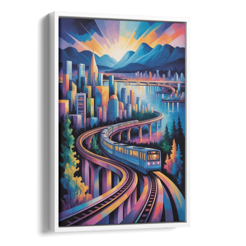Vancouver SkyTrain Side - White Canvas Wall Art