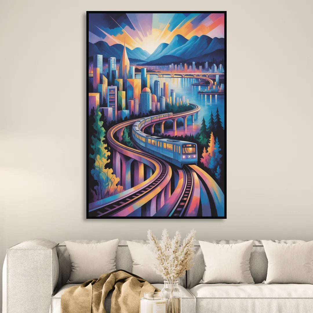 Vancouver SkyTrain Living Room - Black Canvas Wall Art