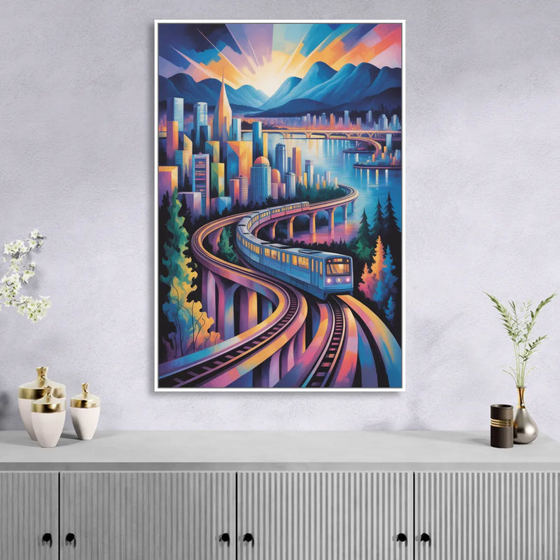 Vancouver SkyTrain Living Room - White Canvas Wall Art