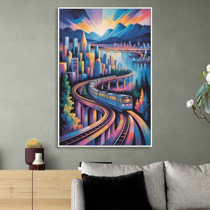 Vancouver SkyTrain Sitting Room - White Canvas Wall Art