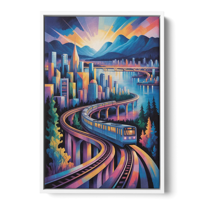 Vancouver SkyTrain Front - White Canvas Wall Art