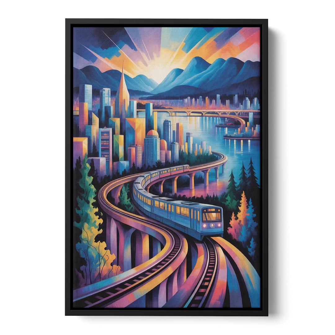 Vancouver SkyTrain Front - Black Canvas Wall Art