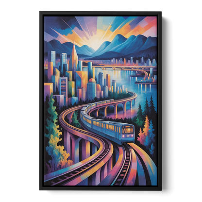 Vancouver SkyTrain Front - Black Canvas Wall Art