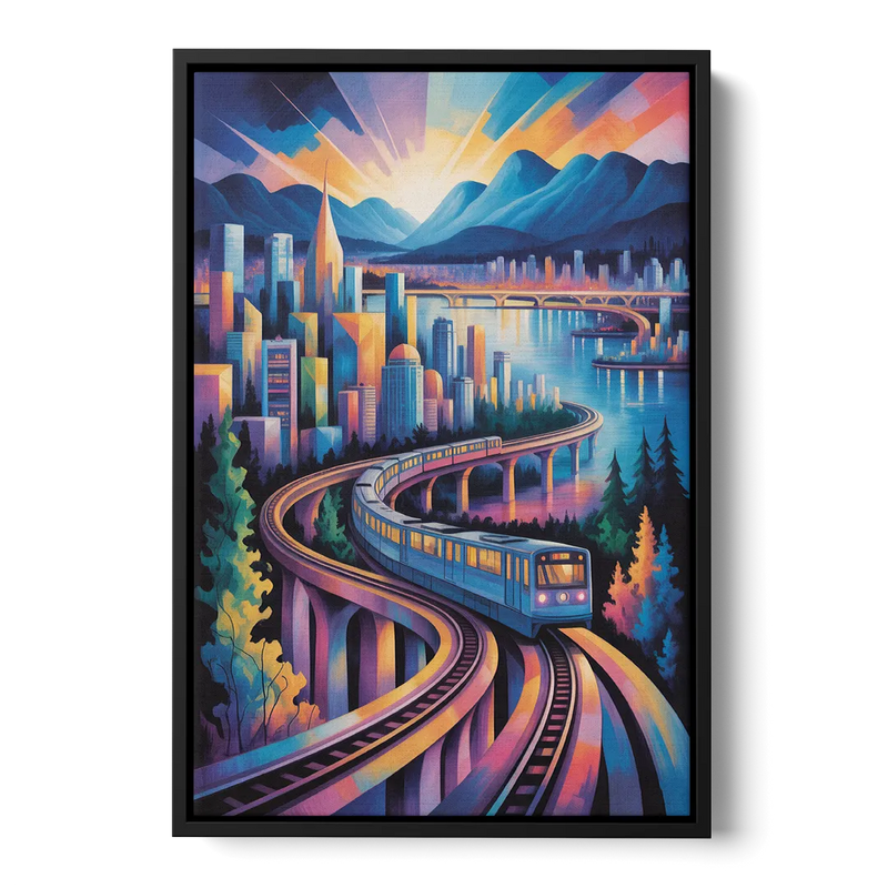 Vancouver SkyTrain Front - Black Canvas Wall Art