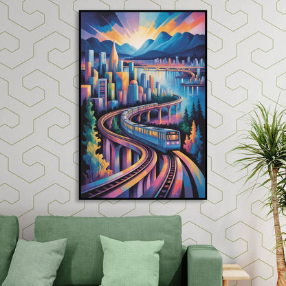 Vancouver SkyTrain Sitting Room - Black Canvas Wall Art