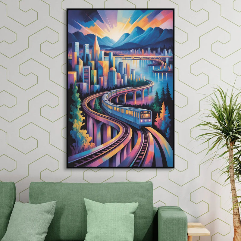 Vancouver SkyTrain Sitting Room - Black Canvas Wall Art