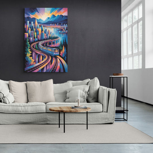 Vancouver SkyTrain - Canvas Wall Art Living Room