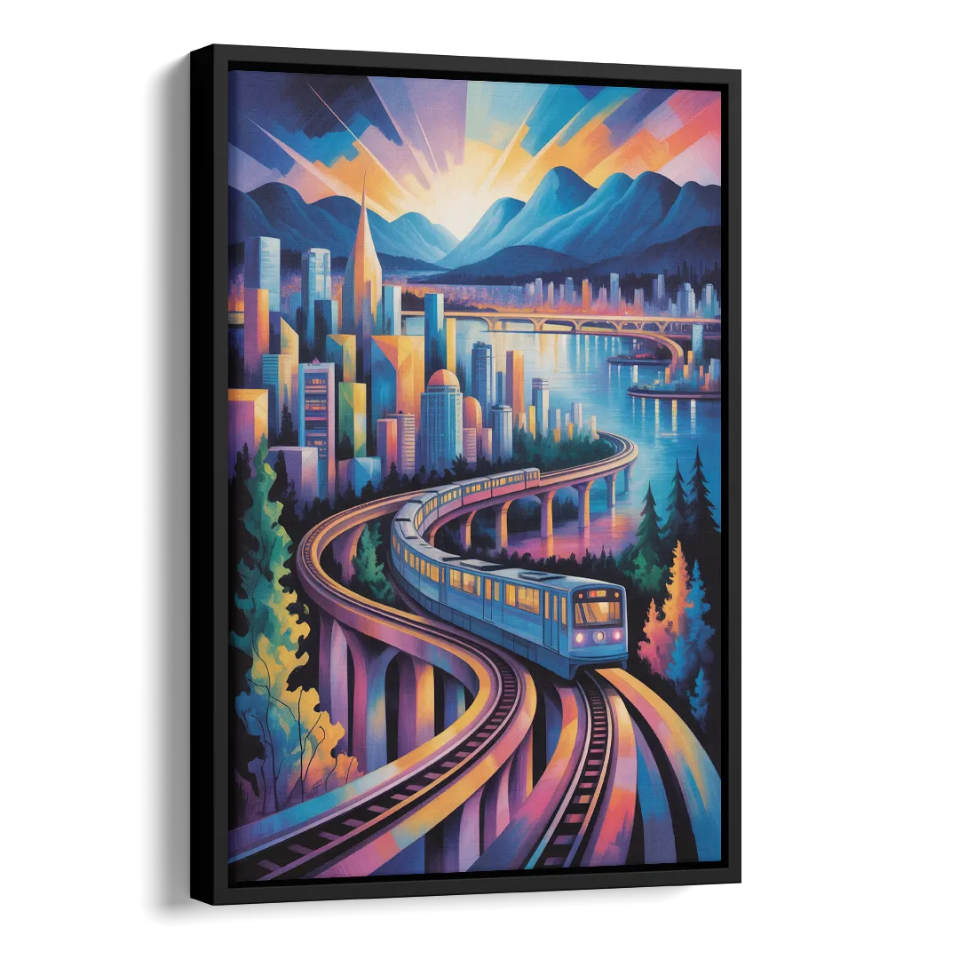 Vancouver SkyTrain Side - Black Canvas Wall Art