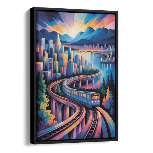 Vancouver SkyTrain Side - Black Canvas Wall Art