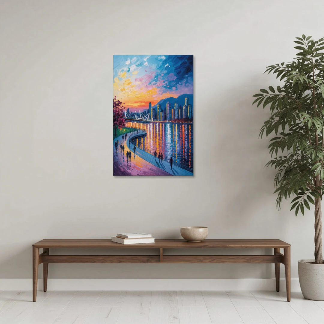 Vancouver Skyline at Dusk - Canvas Wall Art - Coffee Table - 24x36