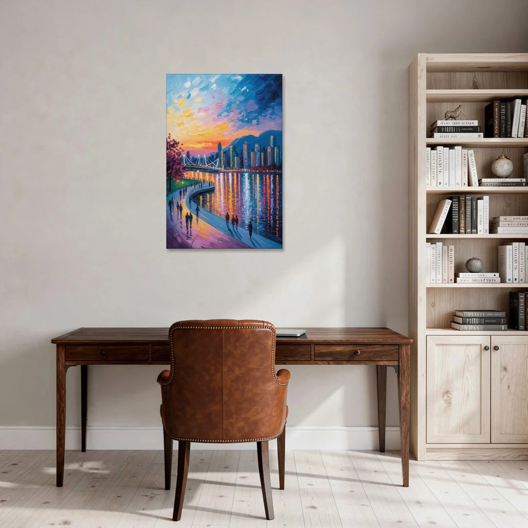 Vancouver Skyline at Dusk - Canvas Wall Art - Office - 24x36