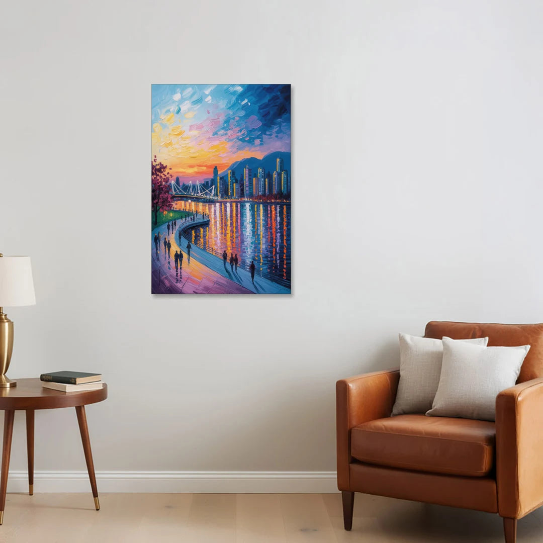 Vancouver Skyline at Dusk - Canvas Wall Art - Sofa - 24x36