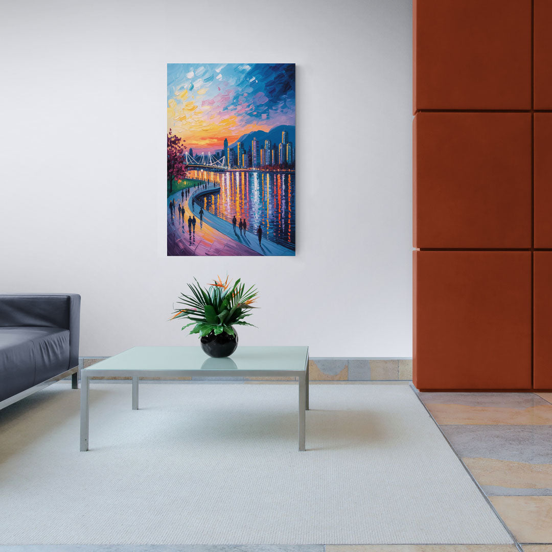 Vancouver Skyline at Dusk - Canvas Wall Art Living Room