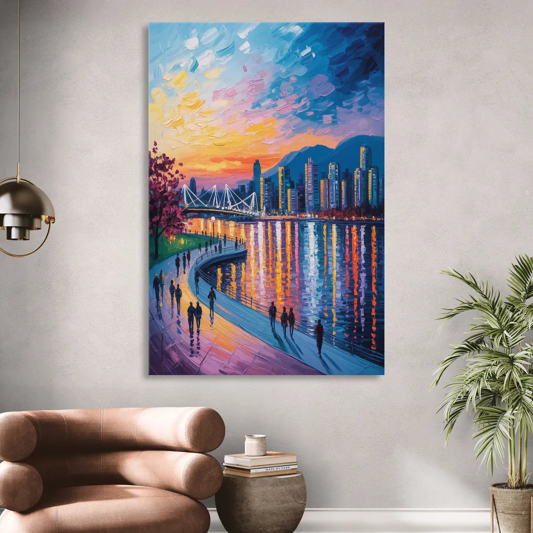 Vancouver Skyline at Dusk Living Room - Canvas Wall Art
