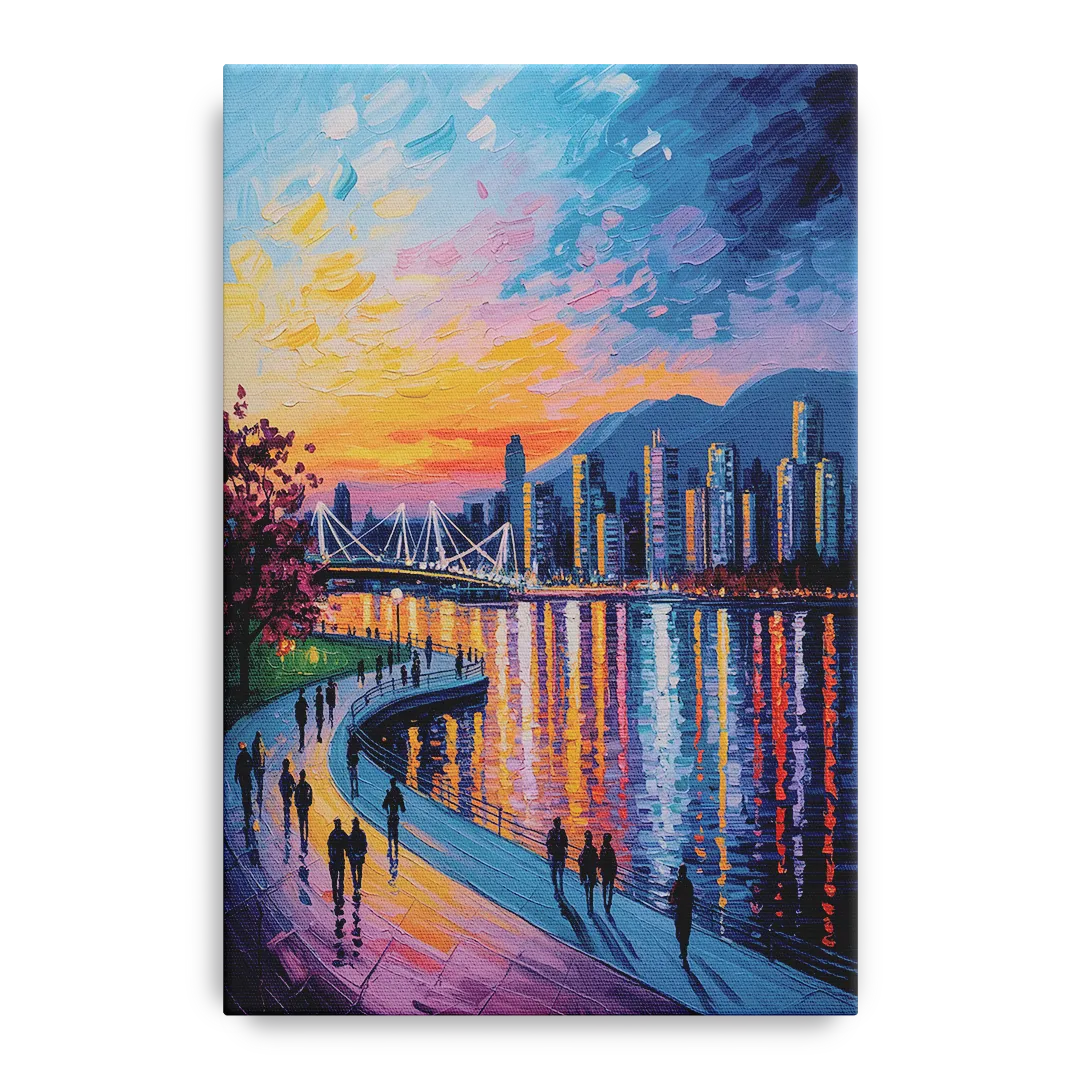 Vancouver Skyline at Dusk Front - Canvas Wall Art