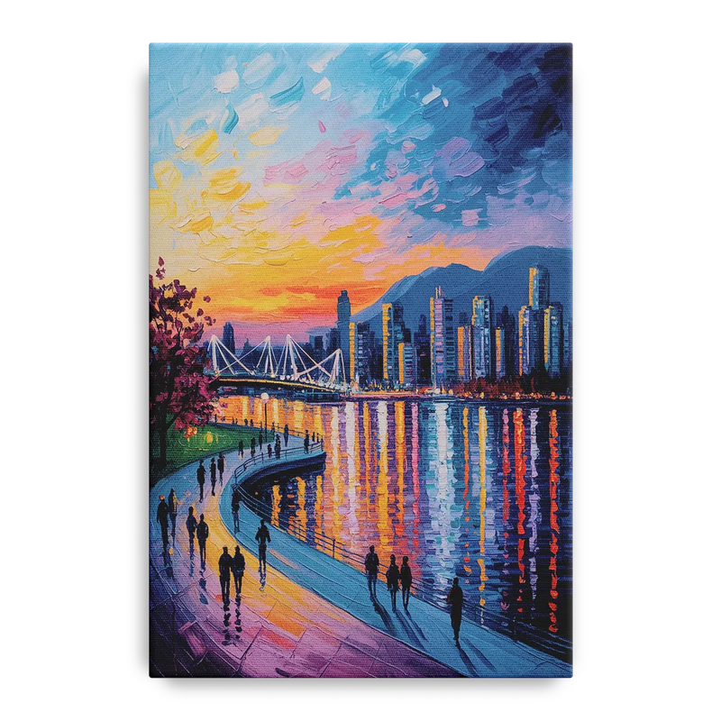 Vancouver Skyline at Dusk Front - Canvas Wall Art