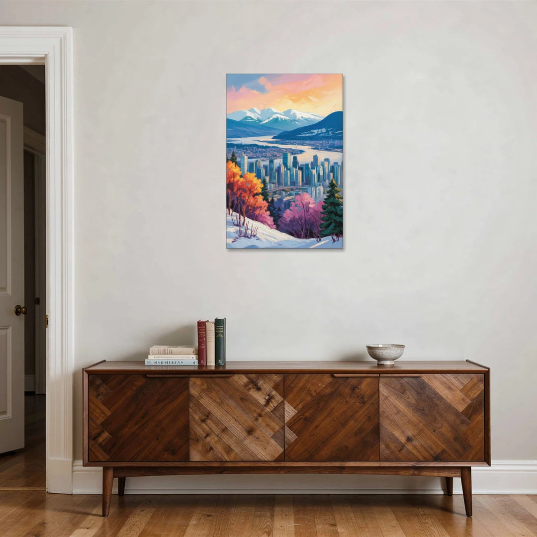 Vancouver Snowy Mountains - Canvas Wall Art - Coffee Table - 24x36