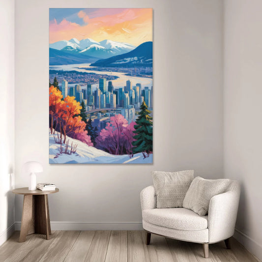 Vancouver Snowy Mountains - Canvas Wall Art - Sofa - 40x60