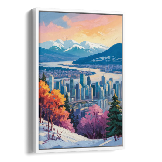 Vancouver Snowy Mountains Side - White Canvas Wall Art