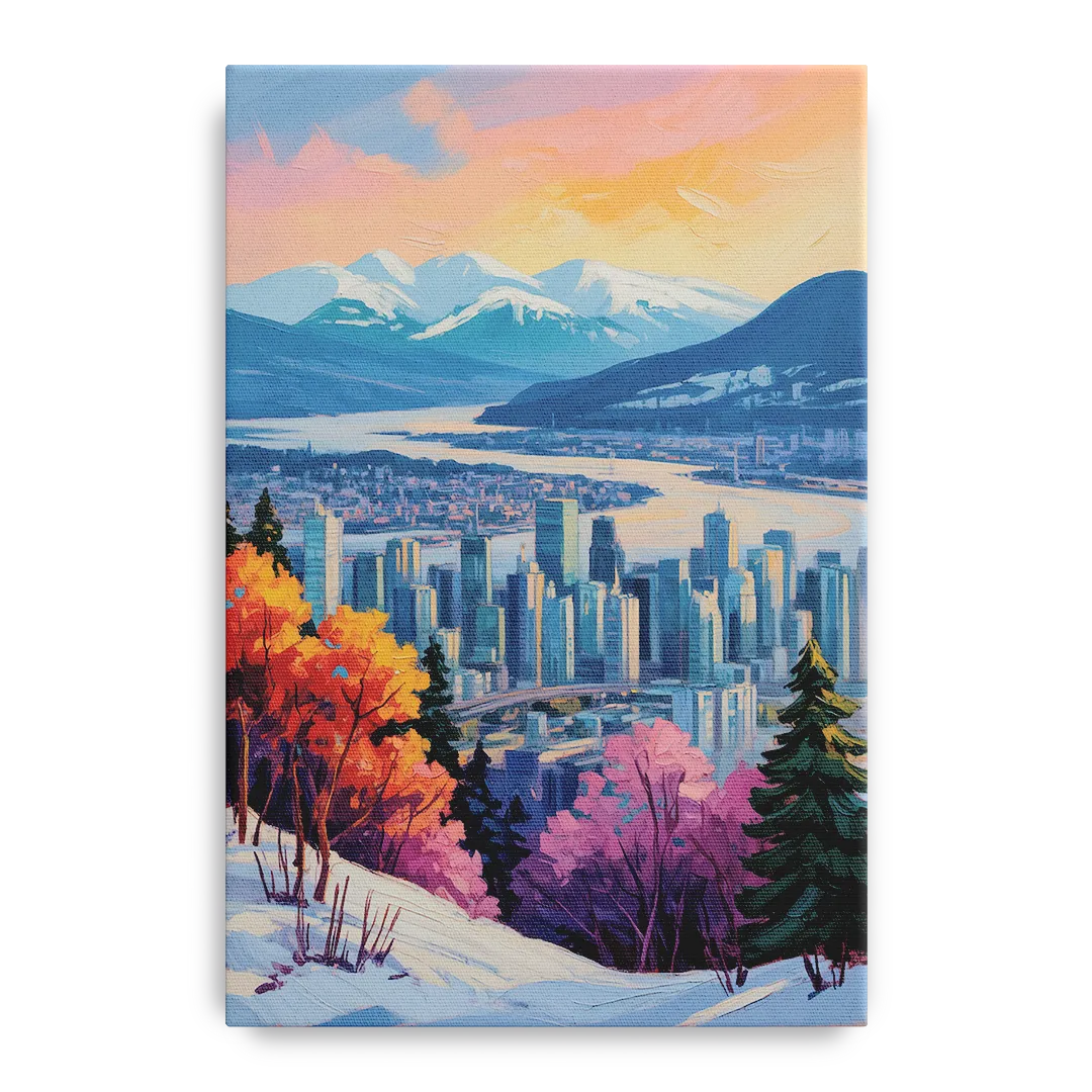 Vancouver Snowy Mountains Front - Canvas Wall Art