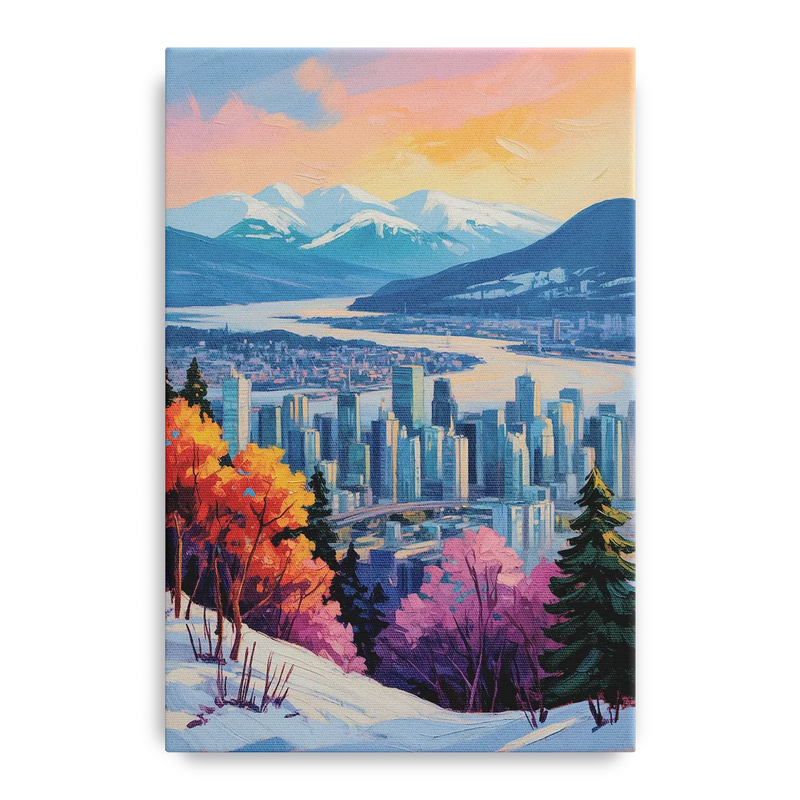 Vancouver Snowy Mountains Front - Canvas Wall Art