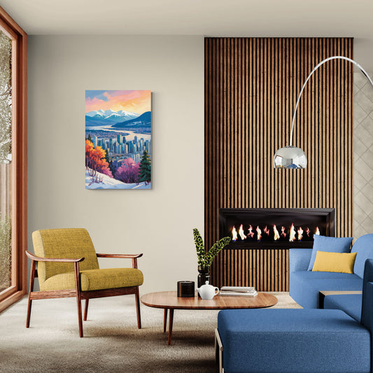Vancouver Snowy Mountains - Canvas Wall Art Living Room