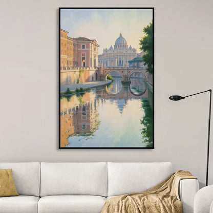 Vatican Serenity Living Room - Black Canvas Wall Art