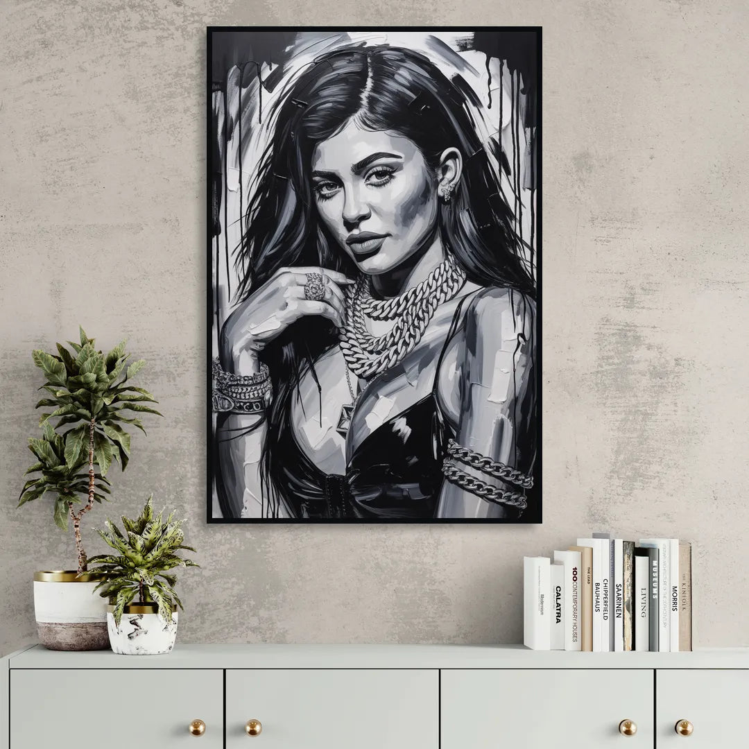 Velvet Line Living Room - Black Canvas Wall Art