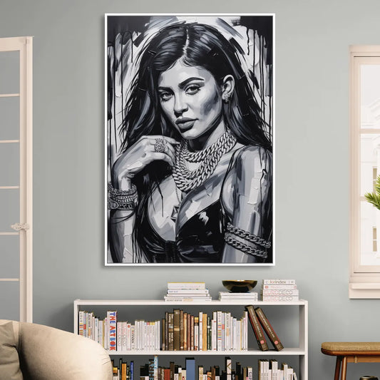 Velvet Line Living Room - White Canvas Wall Art