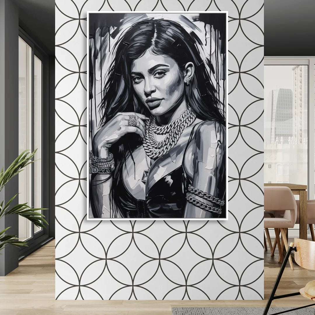 Velvet Line Sitting Room - White Canvas Wall Art