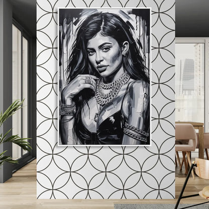 Velvet Line Sitting Room - White Canvas Wall Art