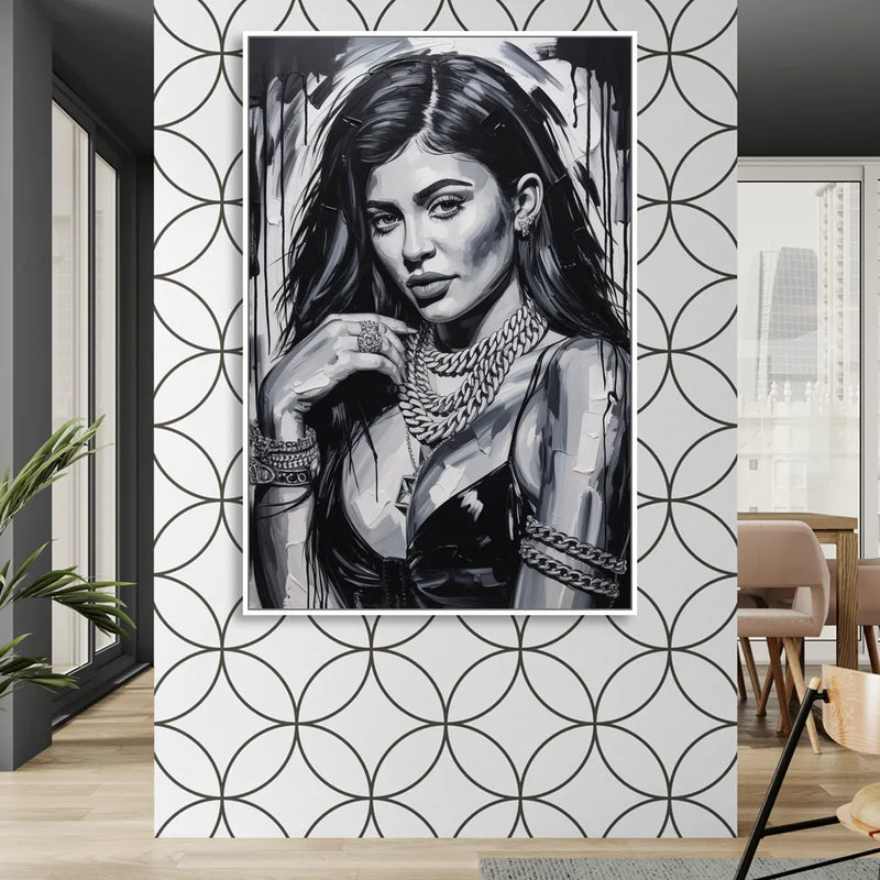 Velvet Line Sitting Room - White Canvas Wall Art