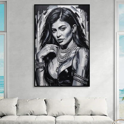 Velvet Line Sitting Room - Black Canvas Wall Art