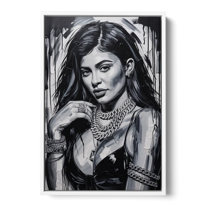 Velvet Line - White Frame Canvas