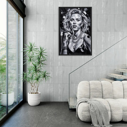 Velvet Shadow - Living Room Black Frame Canvas