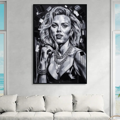 Velvet Shadow Living Room - Black Canvas Wall Art