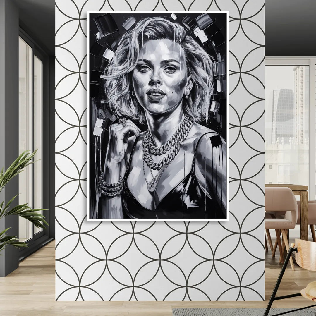 Velvet Shadow Living Room - White Canvas Wall Art