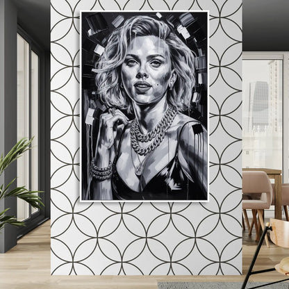 Velvet Shadow Living Room - White Canvas Wall Art