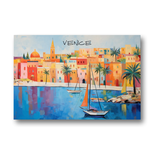 Venice Art with an Orange Sail - Canvas Wall Art - Front