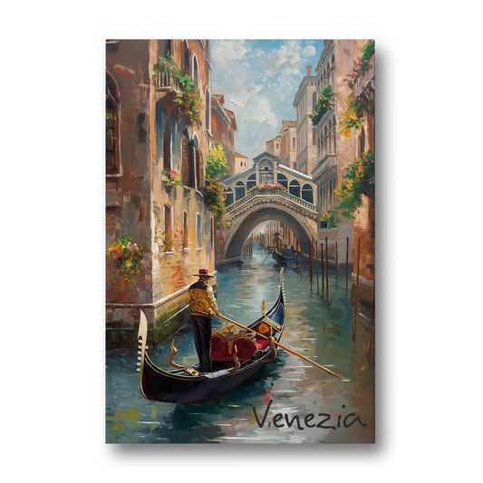 Venice Painting of a Gondolier - Canvas Wall Art - Front
