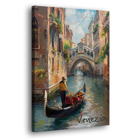 Venice Painting of a Gondolier - Canvas Wall Art - Side