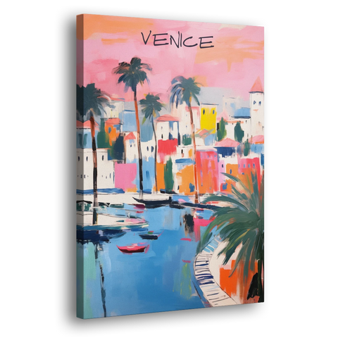 Venice Wall Art Under a Pink Sky - Canvas Wall Art - Side