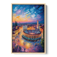 Verona's Roman Theatre - Oak Framed Canvas Wall Art - Front