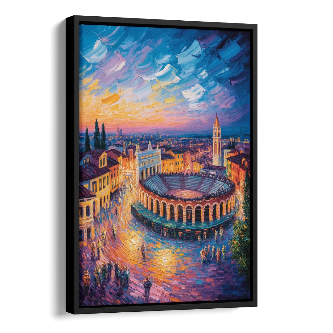 Verona's Roman Theatre Side - Black Canvas Wall Art