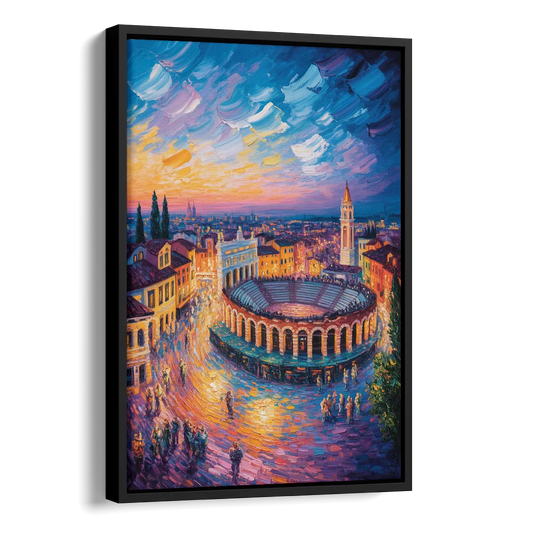 Verona's Roman Theatre Side - Black Canvas Wall Art