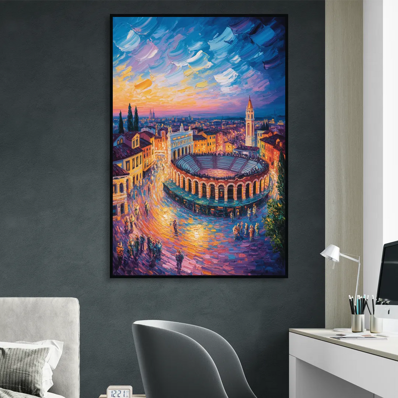 Verona's Roman Theatre Sitting Room - Black Canvas Wall Art