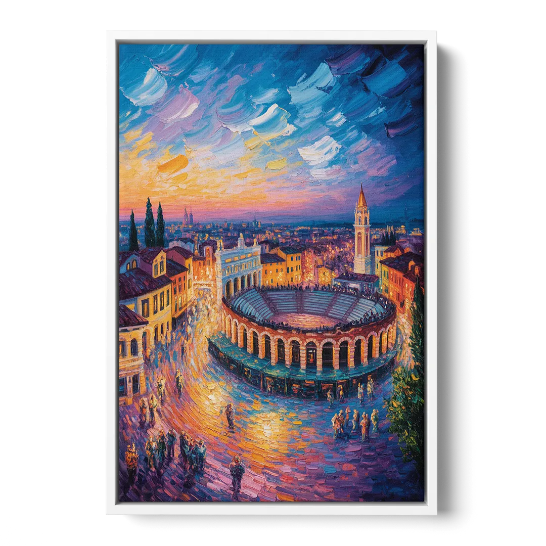 Verona's Roman Theatre Front - White Canvas Wall Art