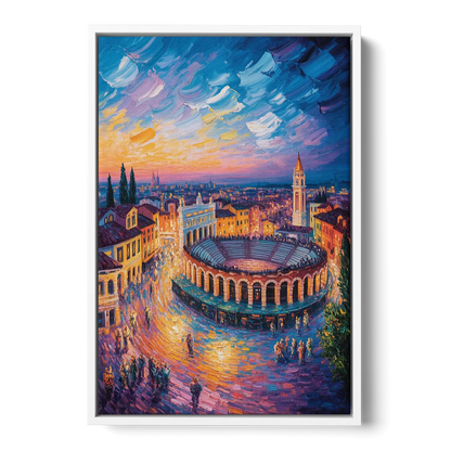 Verona's Roman Theatre Front - White Canvas Wall Art