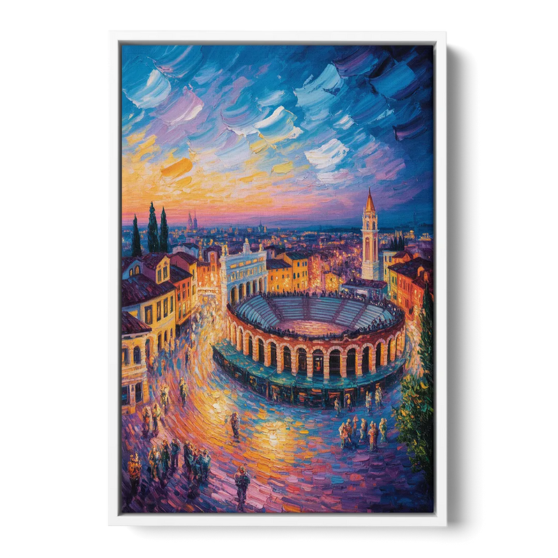 Verona's Roman Theatre Front - White Canvas Wall Art