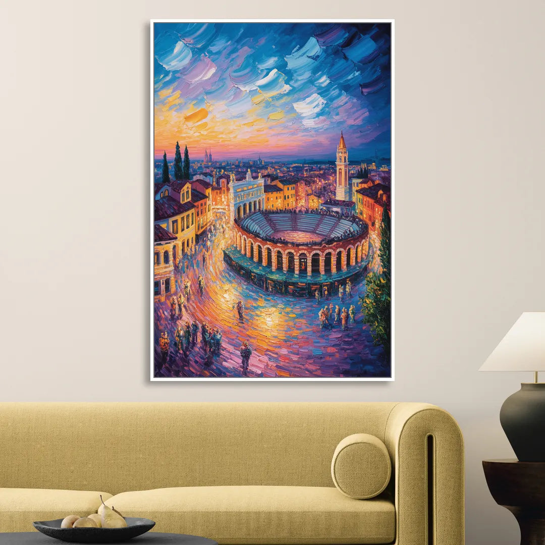 Verona's Roman Theatre Living Room - White Canvas Wall Art